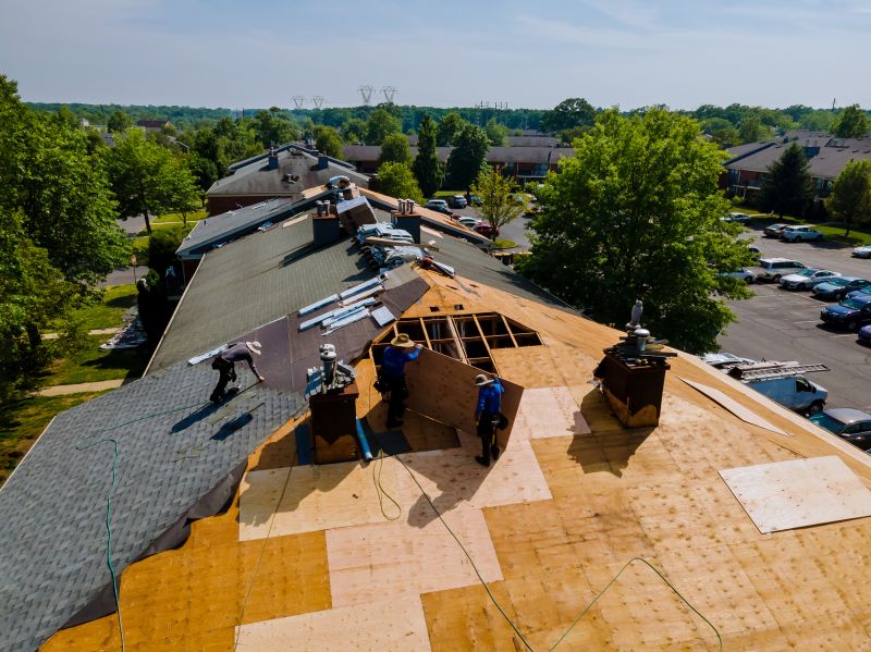 Roofing materials stacked on site